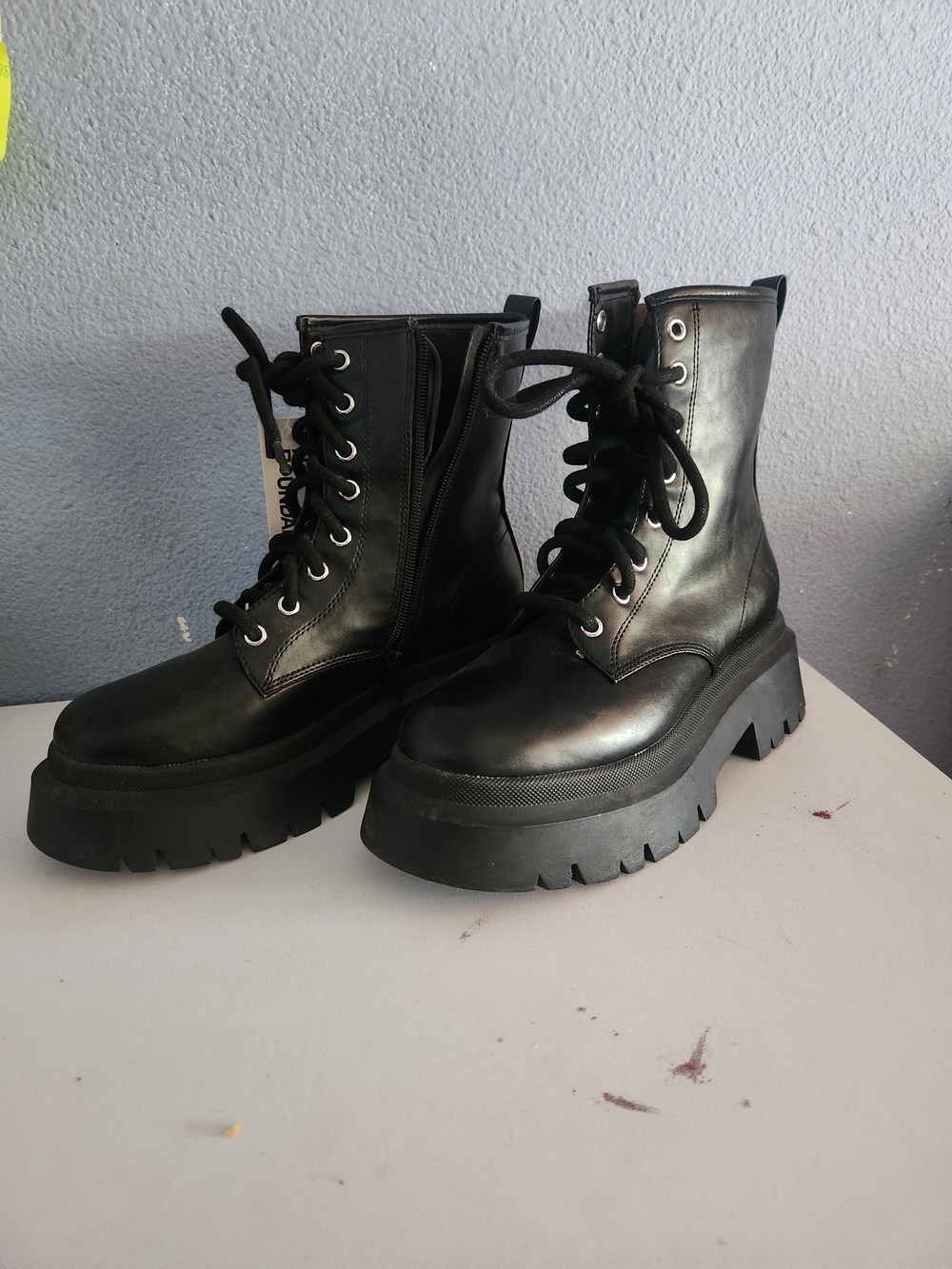 No Boundaries Black Chunky Lace-Up Platform Boots